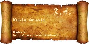 Kubis Arnold névjegykártya