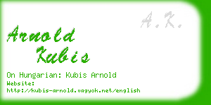 arnold kubis business card